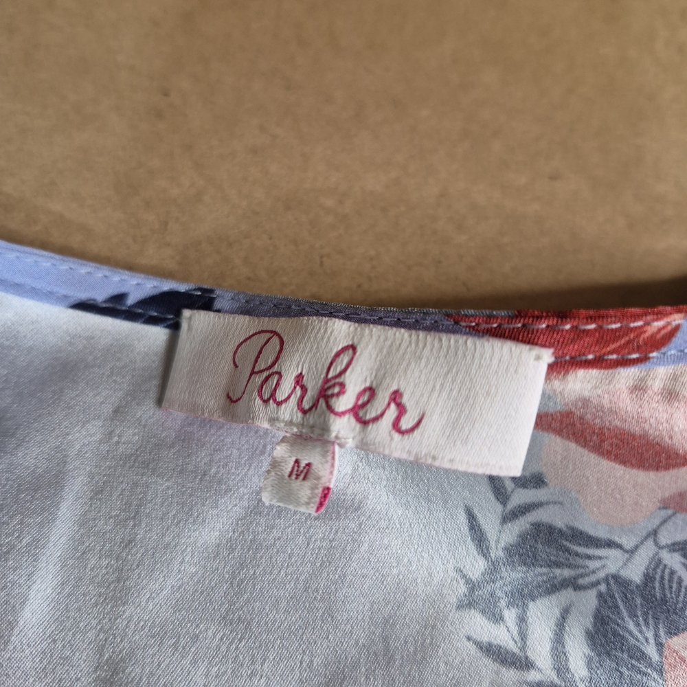 Parker Light Blue and Red Floral Silk Maxi Dress - Picture 9 of 11